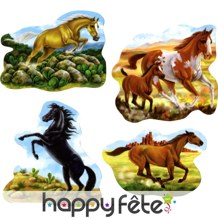 Set de 4 chevaux sauvages