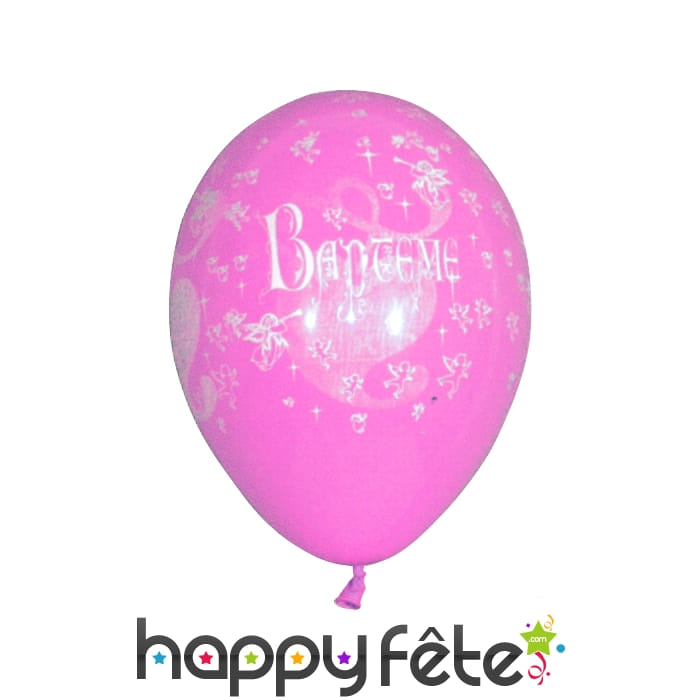 Sachet de 8 ballons de baptême rose