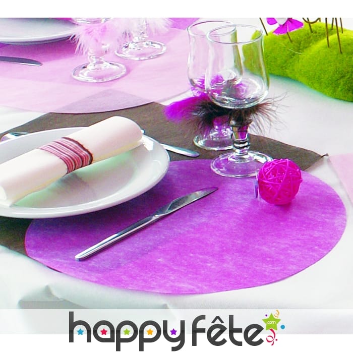 Sets de table non tissé ronds fuschia