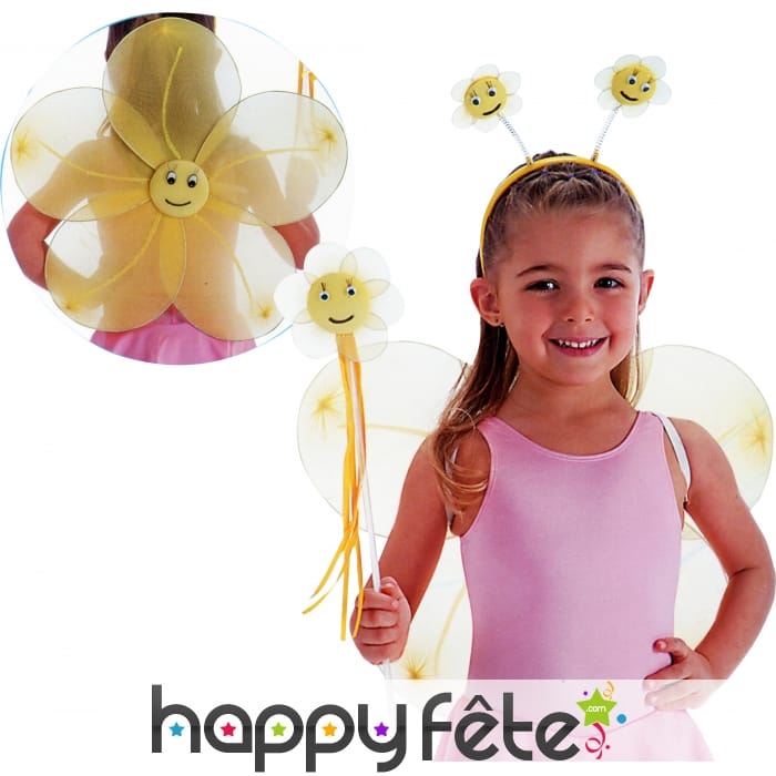 Set fleur pour enfant couleur jaune.