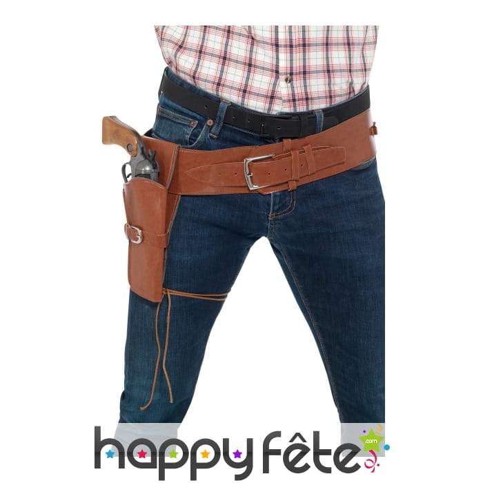 Simple holster marron en simili cuir avec ceinture