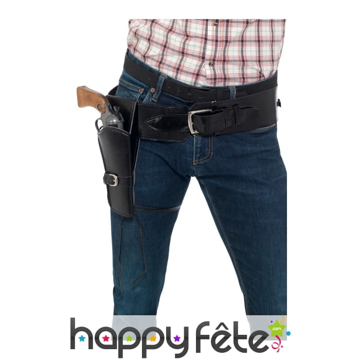 Simple holster noir en simili cuir avec ceinture