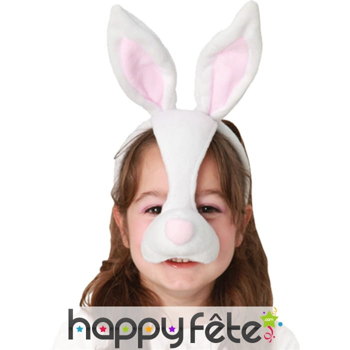 Serre-tête oreilles de lapin avec nez, enfant