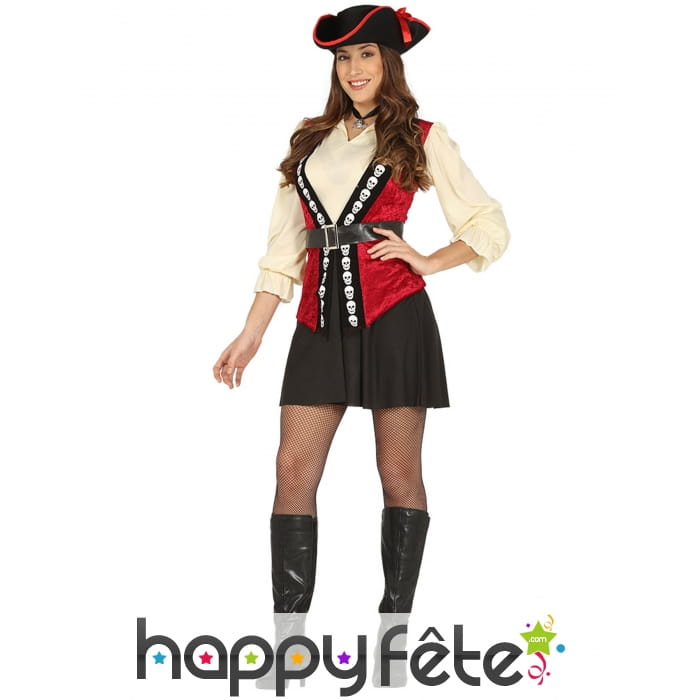 Tenue courte de Capitaine des Pirates pour femme