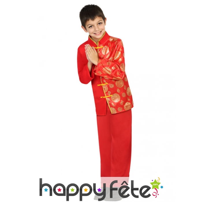 Tenue chinoise rouge et doré pour garçon