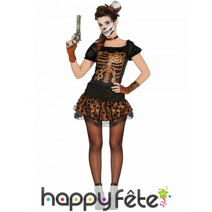 Tenue courte style Steampunk avec squelette cuivré