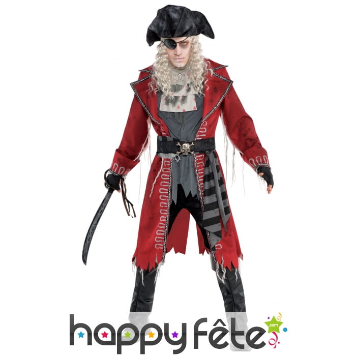 Tenue de capitaine pirate zombie pour adulte