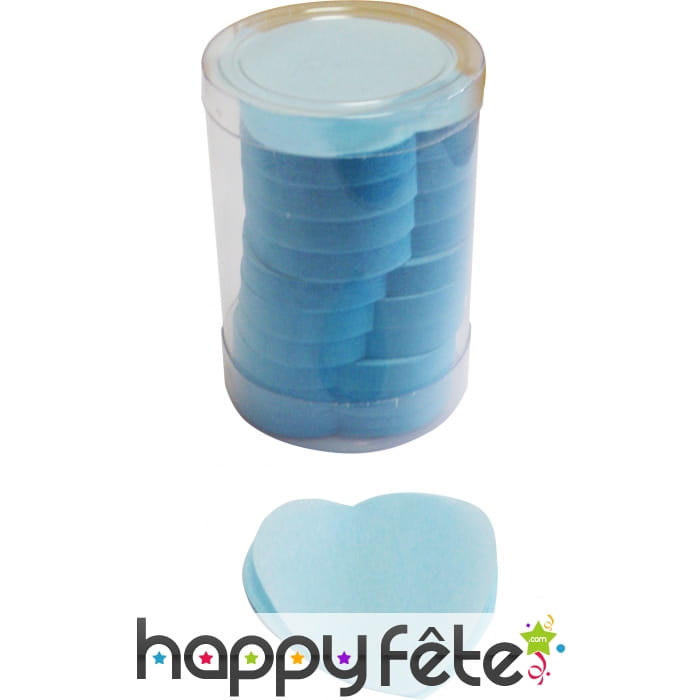 Tube de confettis coeur bleu ciel