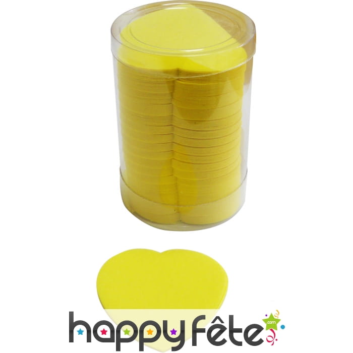 Tube de confettis coeur jaune