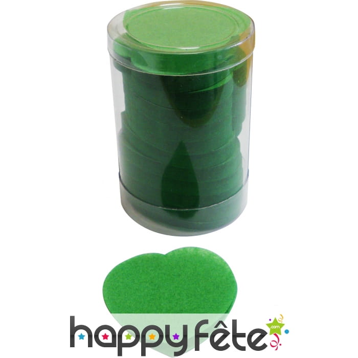 Tube de confettis coeur vert