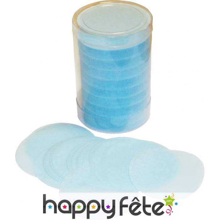 Tube de confettis rond bleu ciel