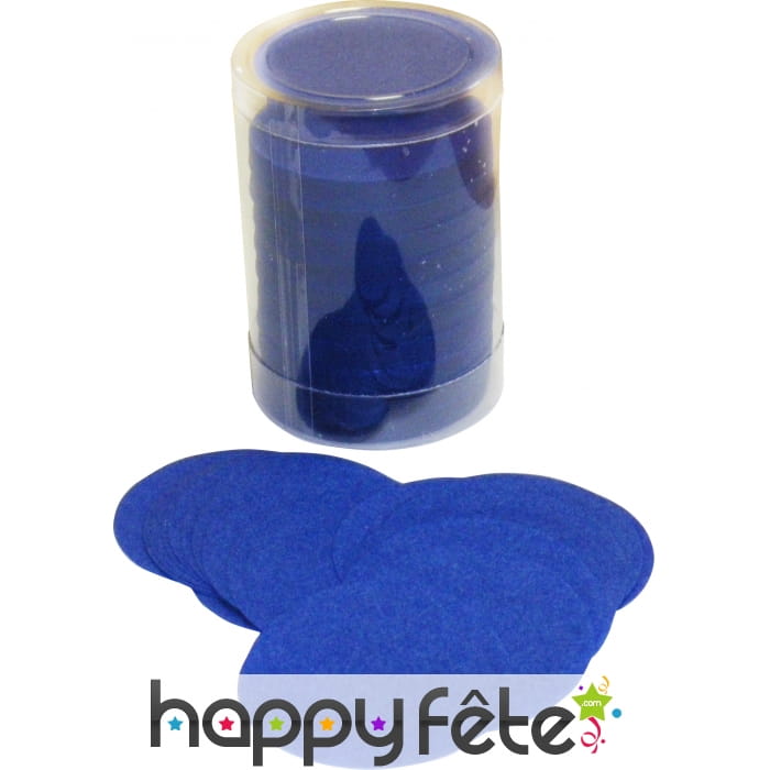 Tube de confettis rond bleu roy