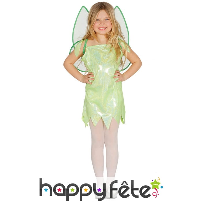 Tenue de fée tissu vert holographique pour fille