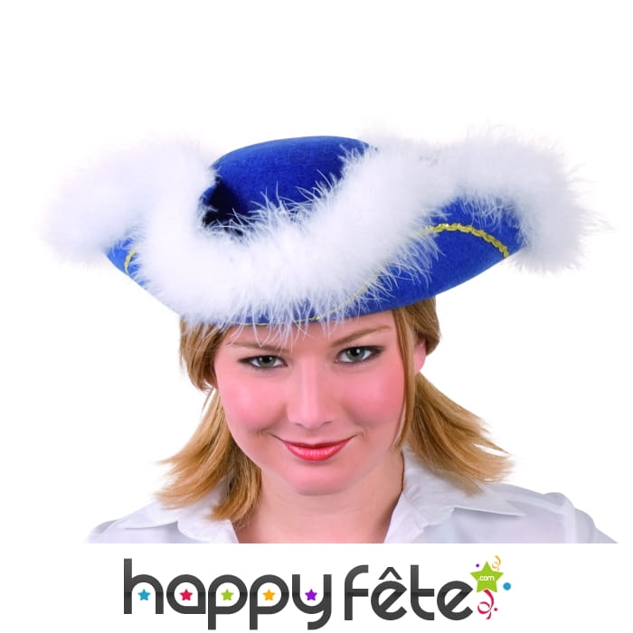 Tricorne marabout bleu adulte