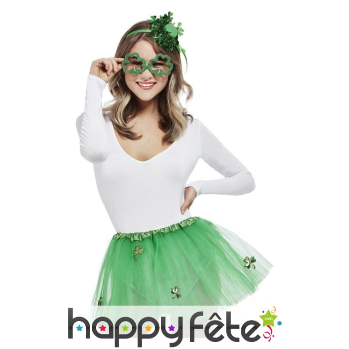 Tutu, mini chapeau et lunettes Saint Patrick