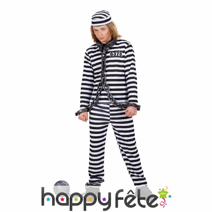 Tenue Prisonnier Rayé Noir et Blanc Adolescent