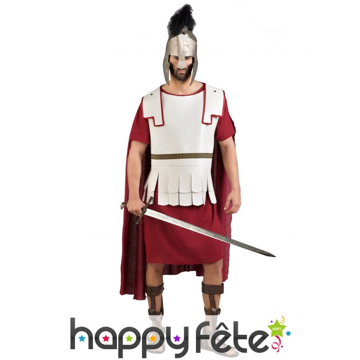 Tenue romaine de gladiateur rouge et blanche homme