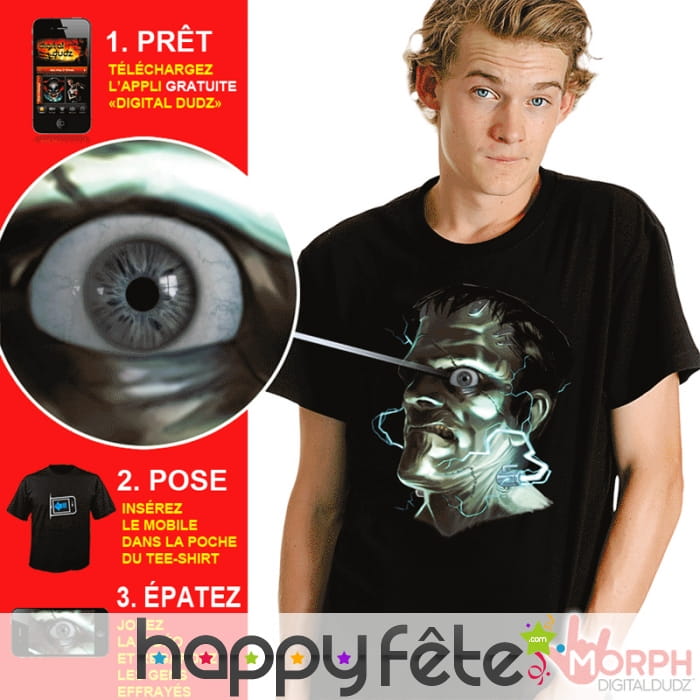 T-shirt Frankenstein digital oeil mobile