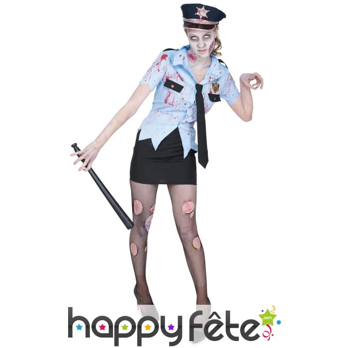 Uniforme de policière zombie pour femme