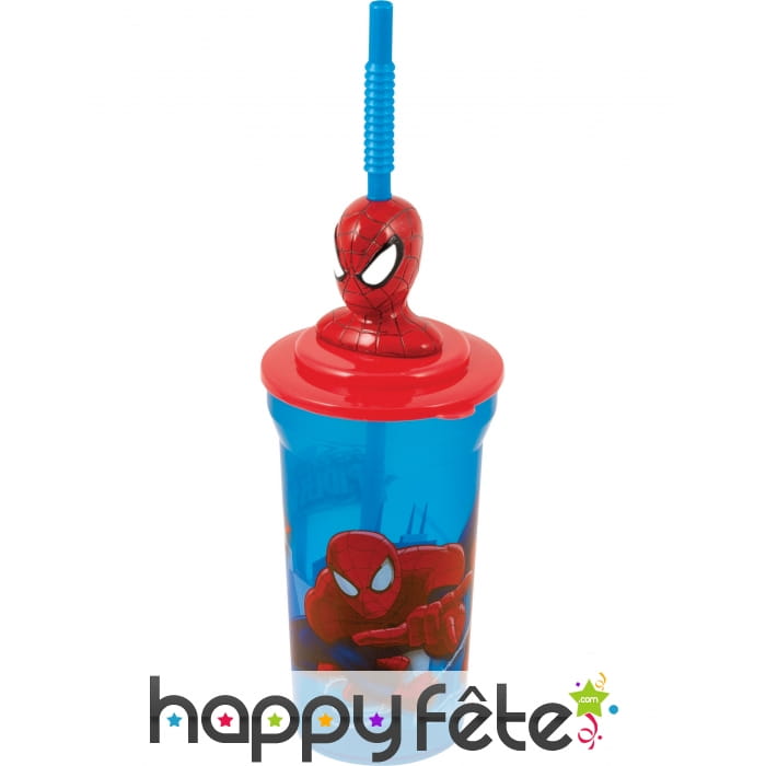 Verre Spiderman avec paille