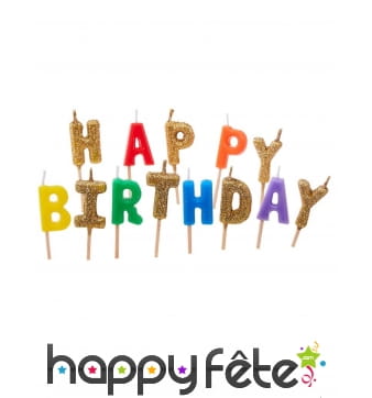 13 Bougies lettres Happy birthday de 6cm