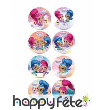 18 disques Shimmer & Shine friends en sucre 3,4cm