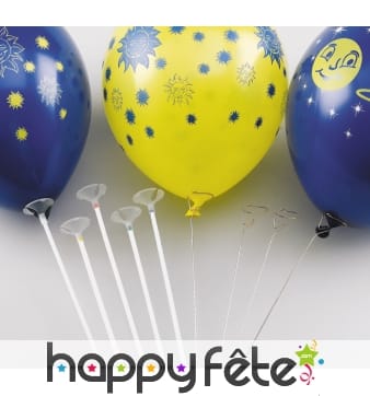 100 Tiges en plastiques pour ballon avec coupelles