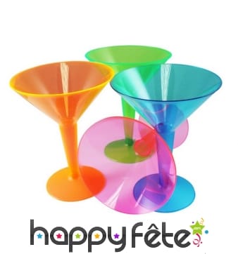 12 Verres cocktail multicolores en plastique