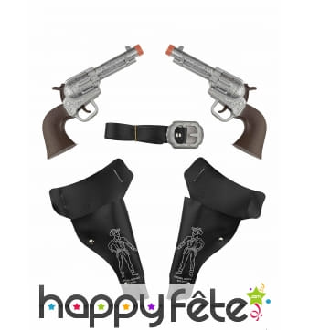 2 pistolets enfant avec holster et ceinture