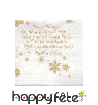 20 Petites serviettes Joyeuses fêtes multi langues