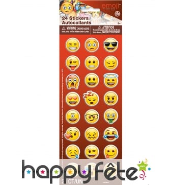 24 Stickers Emoji autocollants