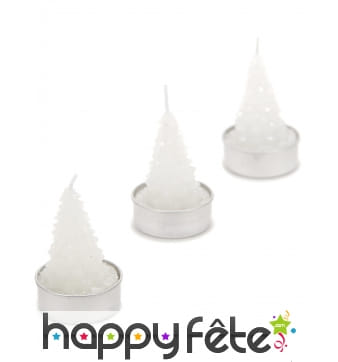 3 Bougies sapin blanc pailleté de 7cm