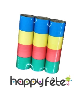 3 rouleaux serpentins multicolores de 4 m