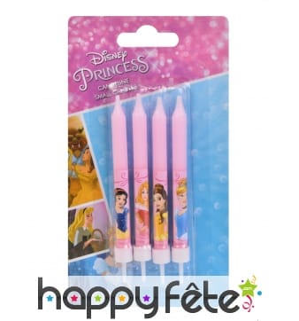 4 Bougies d'anniversaire roses princesses Disney