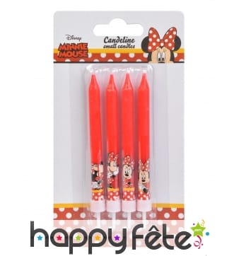 4 Bougies de Minnie Mouse pour gâteau, 9 cm