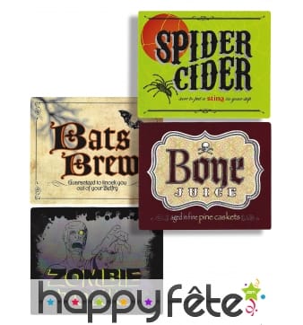 4 étiquettes Halloween pour boissons