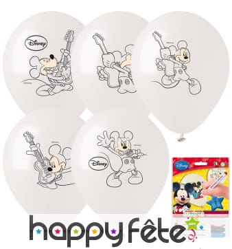 5 ballons à colorier Mickey Mouse