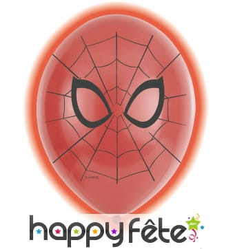 5 Ballons Spiderman rouges lumineux de 28 cm