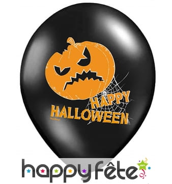 6 Ballons Citrouille Halloween sur fond noir