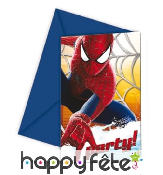 6 cartes d'invitations spiderman 2