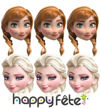 6 masques de Anna et Elsa, Reine des neiges