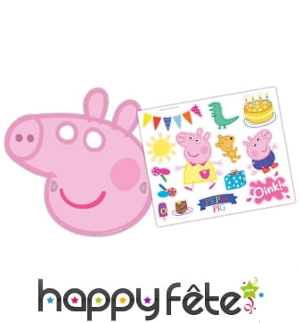 6 masques Peppa Pig avec autocollants