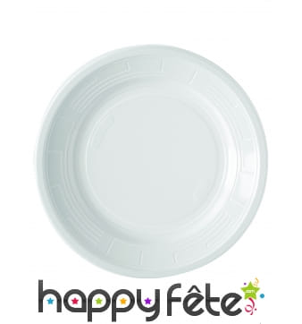 Assiettes blanches en plastique de 22cm