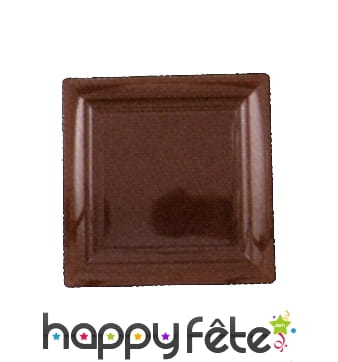 Assiettes en plastique carrées chocolat