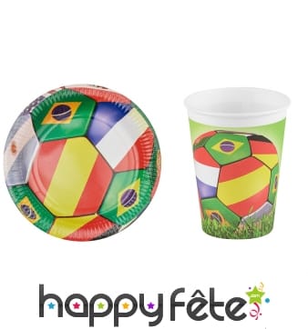 Assiettes ou gobelets thème mondial de foot