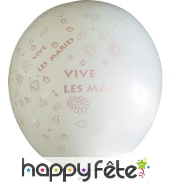 Ballons blanc "vive les mariés"