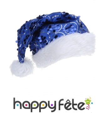 Bonnet de Noël bleu pailleté