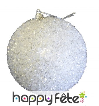 Boule de Noël blanche à paillettes de 10 cm