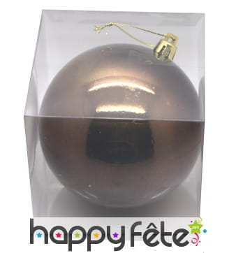 Boule de noel marron chocolat de 10 cm