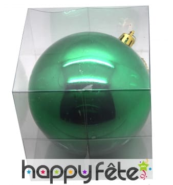 Boule de noel vert brillant. 10 cm